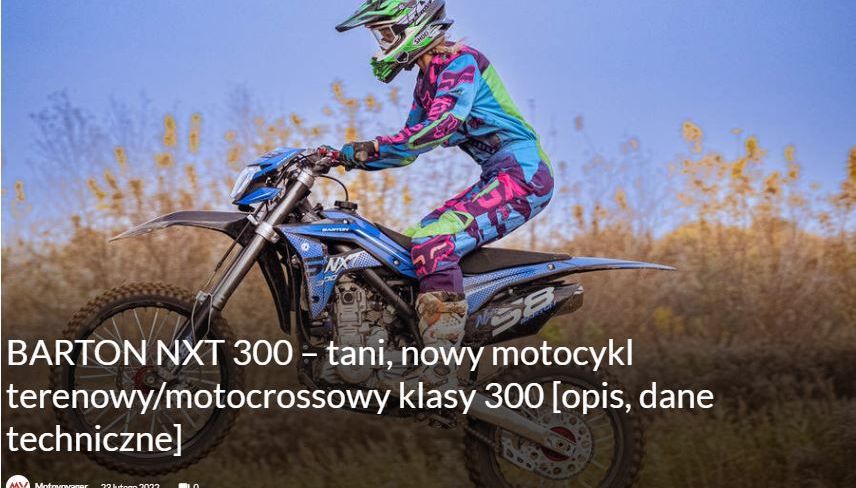 BARTON NXT 300 – tani, nowy motocykl terenowy/motocrossowy klasy 300