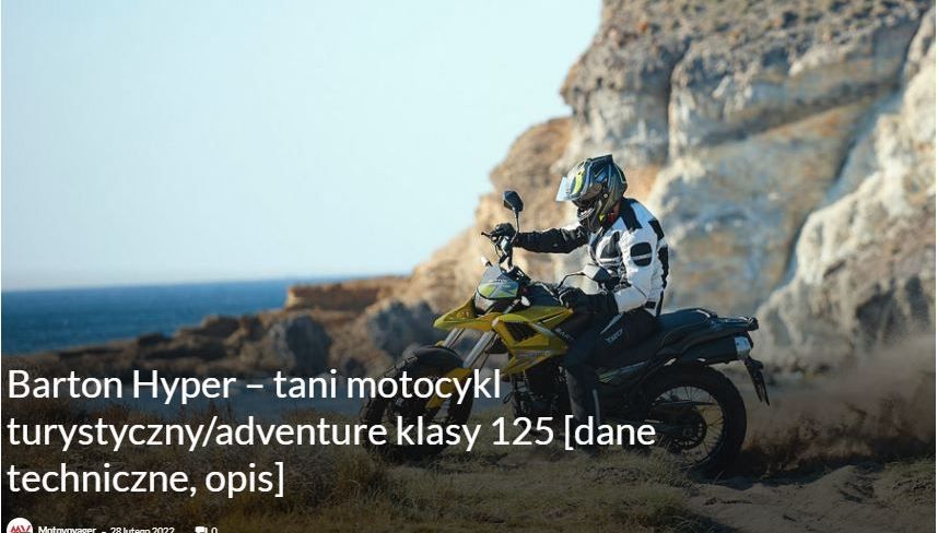 Barton Hyper – tani motocykl turystyczny/adventure klasy 125