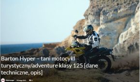 Barton Hyper – tani motocykl turystyczny/adventure klasy 125